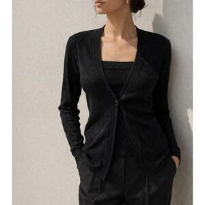 Max Mara Knit Twin Set Metallic Cardigan Shell Made in Italy Med Y2K Minimalist